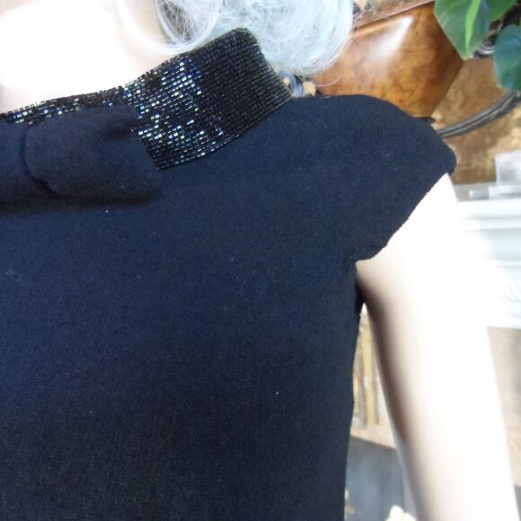 New Moschino CheapandChic Black Sheath Dress w. Beaded Stand Up Collar Size 4 - Picture 7 of 16